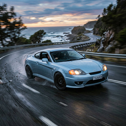 Action Shot: Hyundai Tiburon Driving Fast