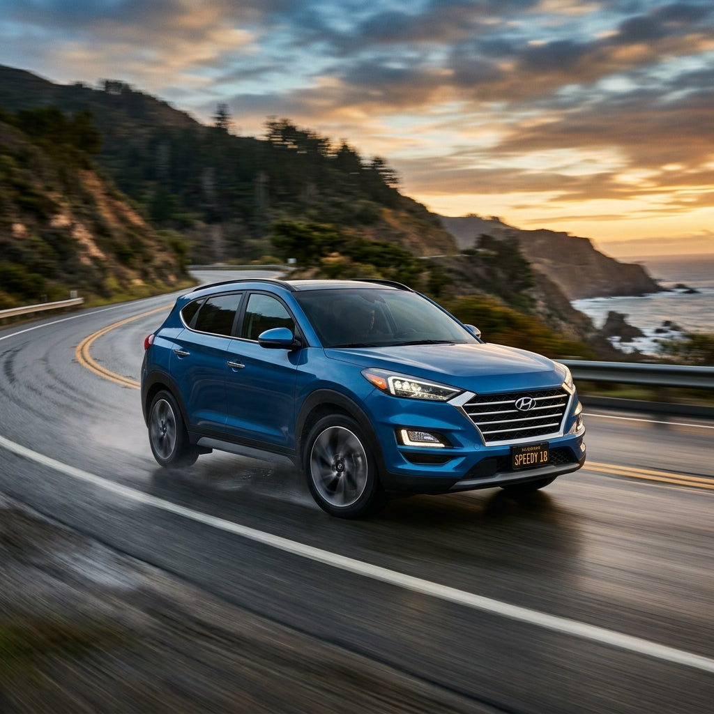 Action Shot: Hyundai Tucson Driving Fast