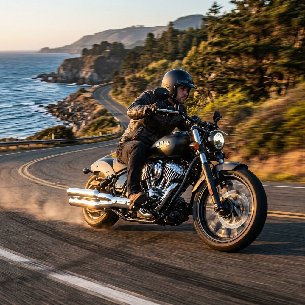 Action Shot: Indian Chief Driving Fast
