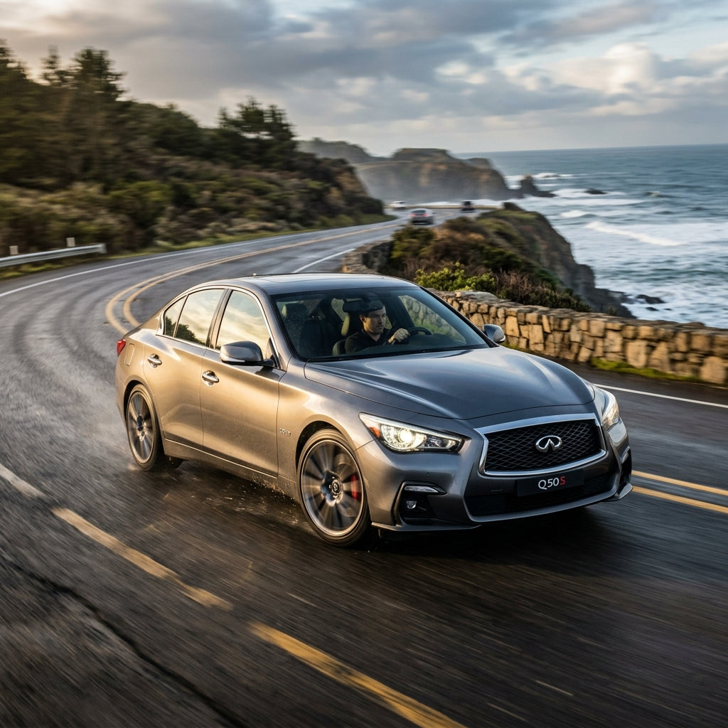 Action Shot: Infiniti Q50 Driving Fast