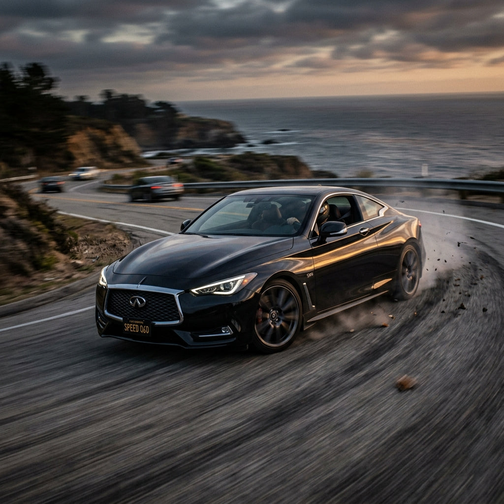 Action Shot: Infiniti Q60 Driving Fast
