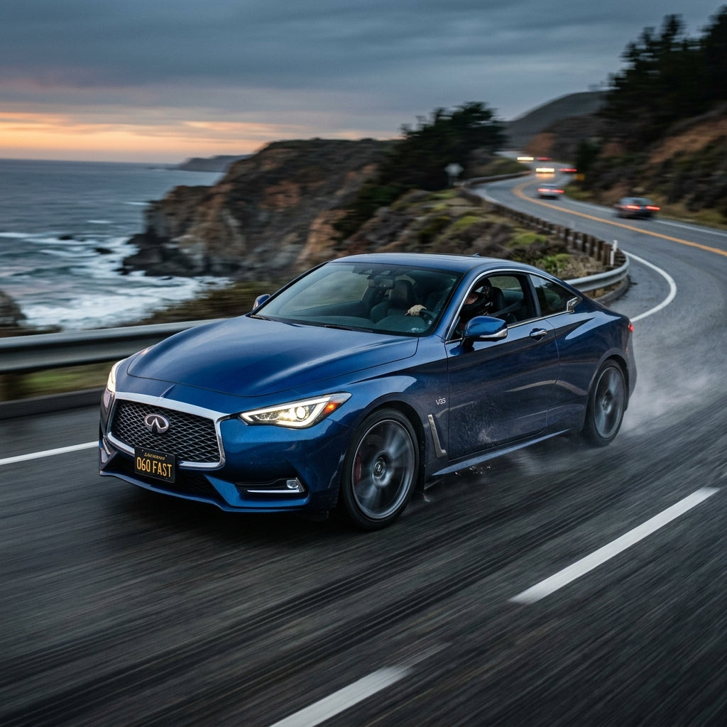 Action Shot: Infiniti Q60 Driving Fast