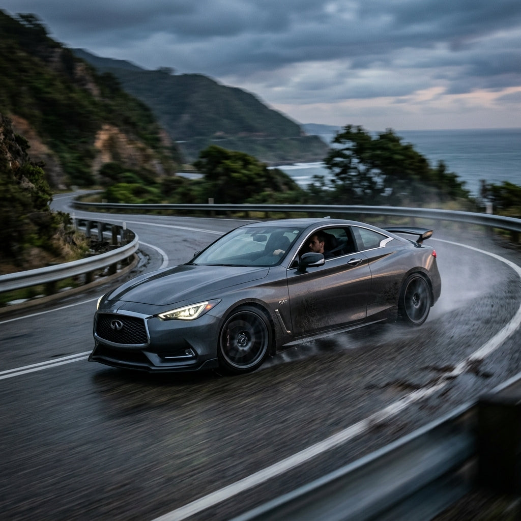 Action Shot: Infiniti Q60 Driving Fast