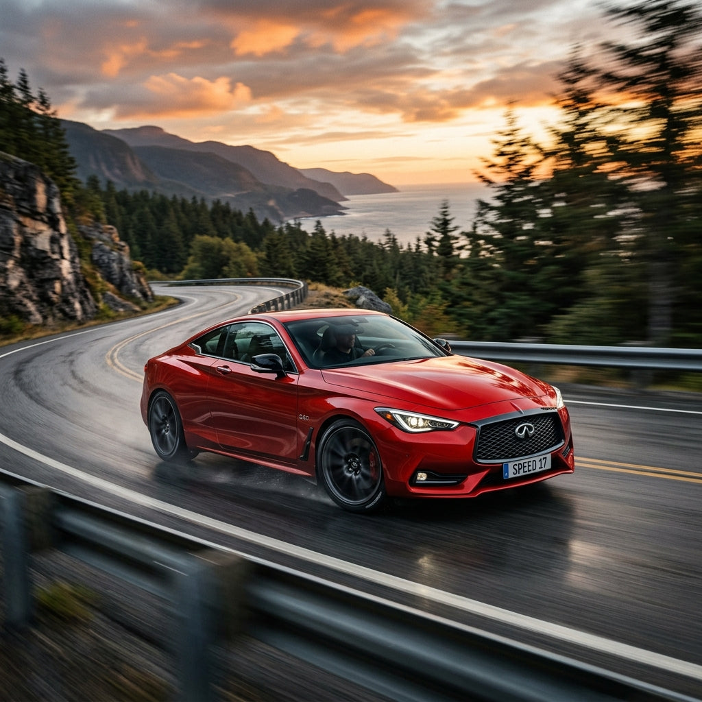Action Shot: Infiniti Q60 Driving Fast
