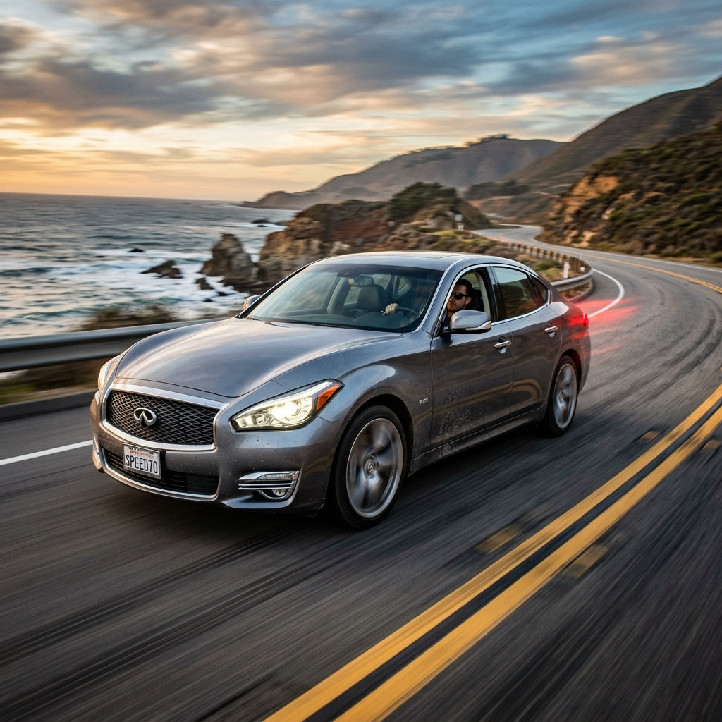 Action Shot: Infiniti Q70 Driving Fast