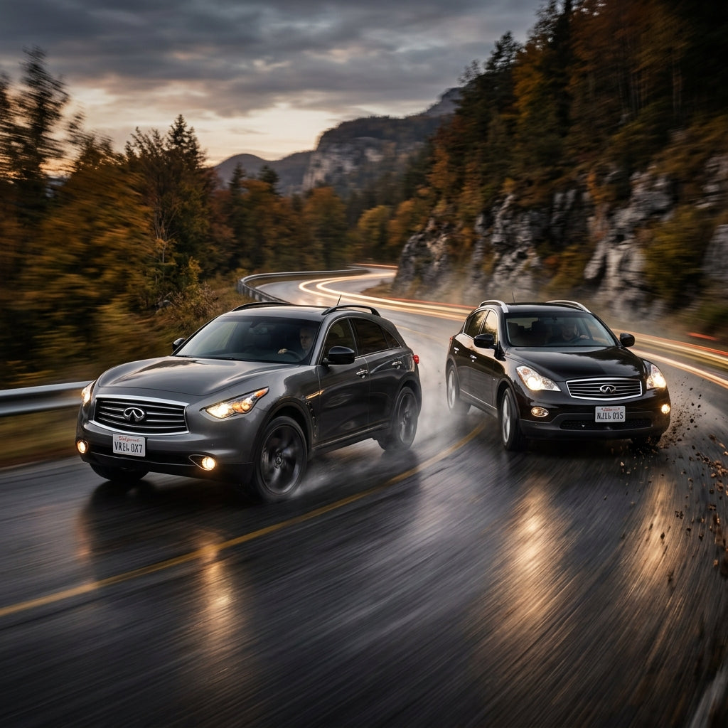 Action Shot: Infiniti QX50, QX70 Driving Fast