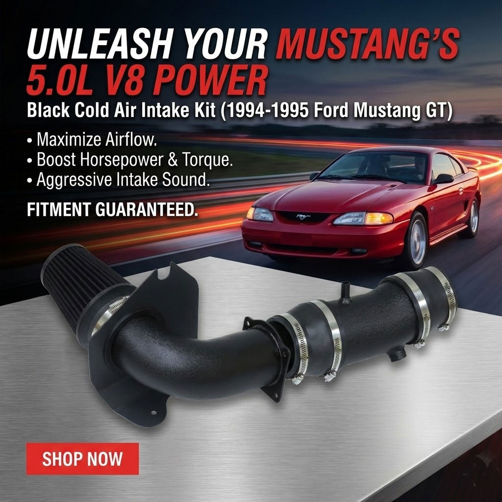 Cold Air Intake for Ford Mustang GT (1994-1995) 5.0L V8 Engine Black