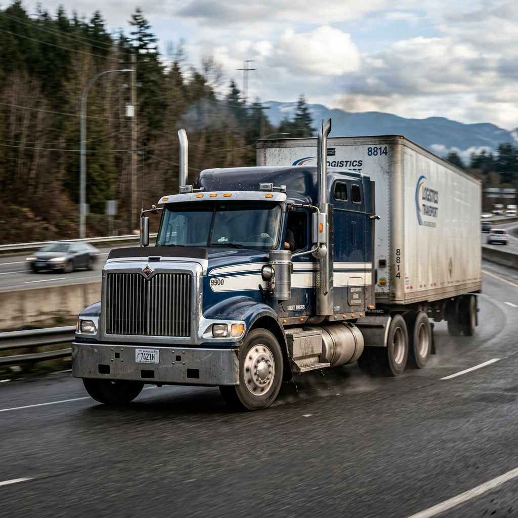 Action Shot: International 9900 Driving Fast