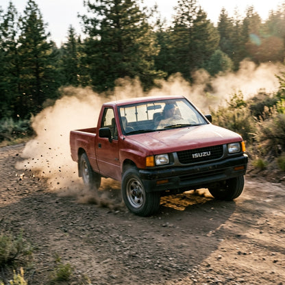 Action Shot: Isuzu Pickup Driving Fast
