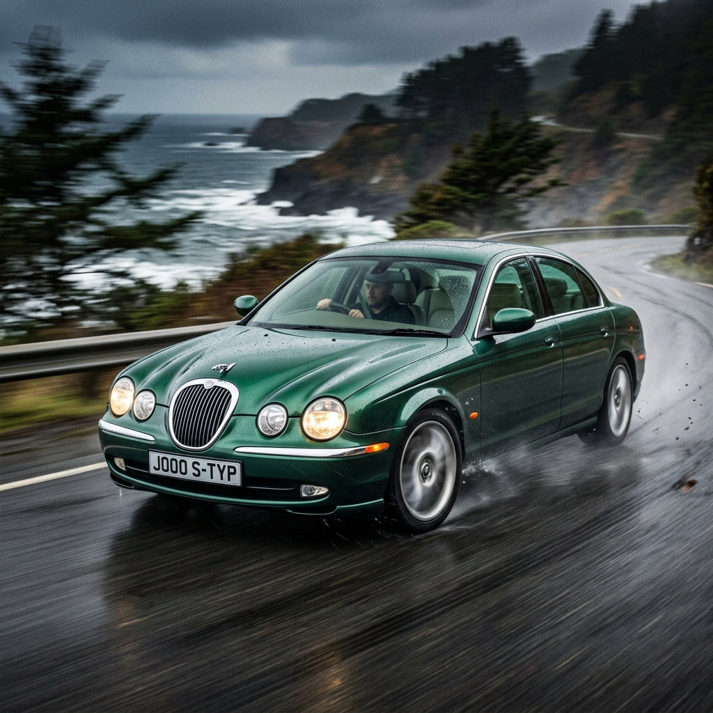 Action Shot: Jaguar S-Type Driving Fast