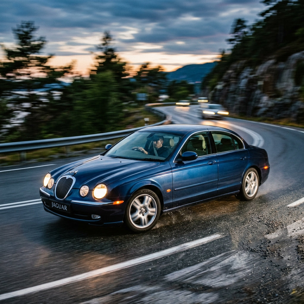 Action Shot: Jaguar S-Type Driving Fast