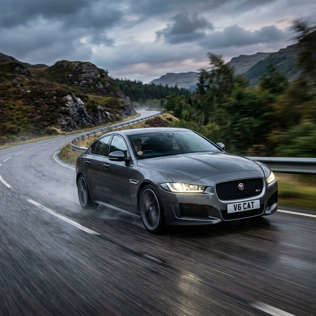 Action Shot: Jaguar XE Driving Fast