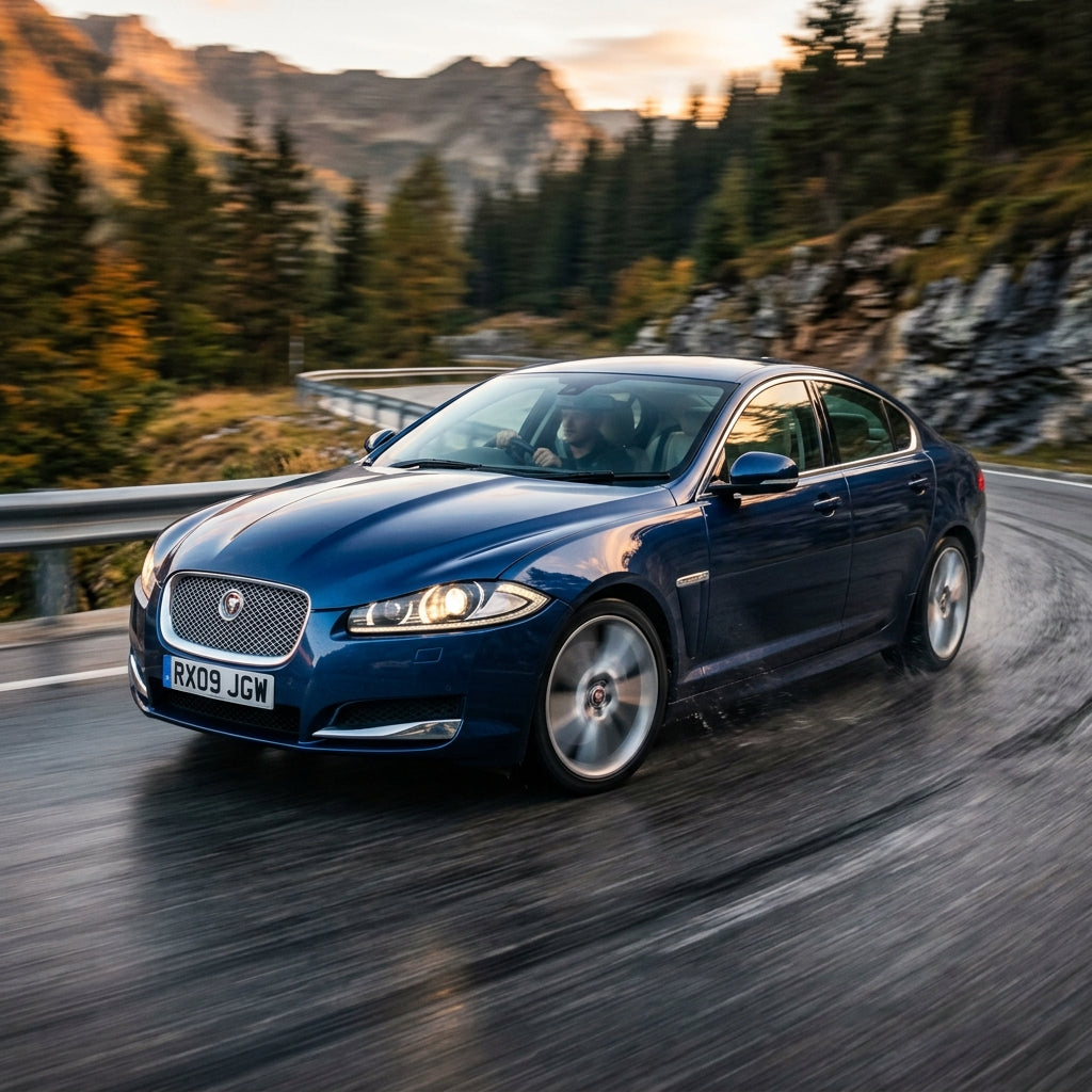 Action Shot: Jaguar XF Driving Fast