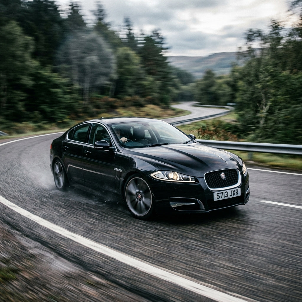 Action Shot: Jaguar XF Driving Fast
