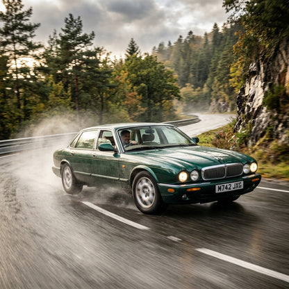 Action Shot: Jaguar XJ6 Driving Fast