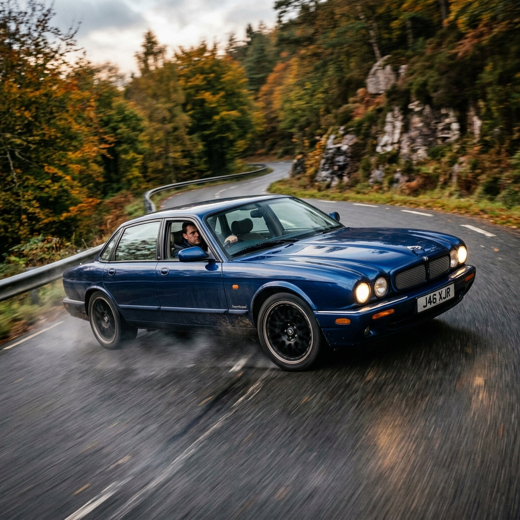 Action Shot: Jaguar XJR Driving Fast