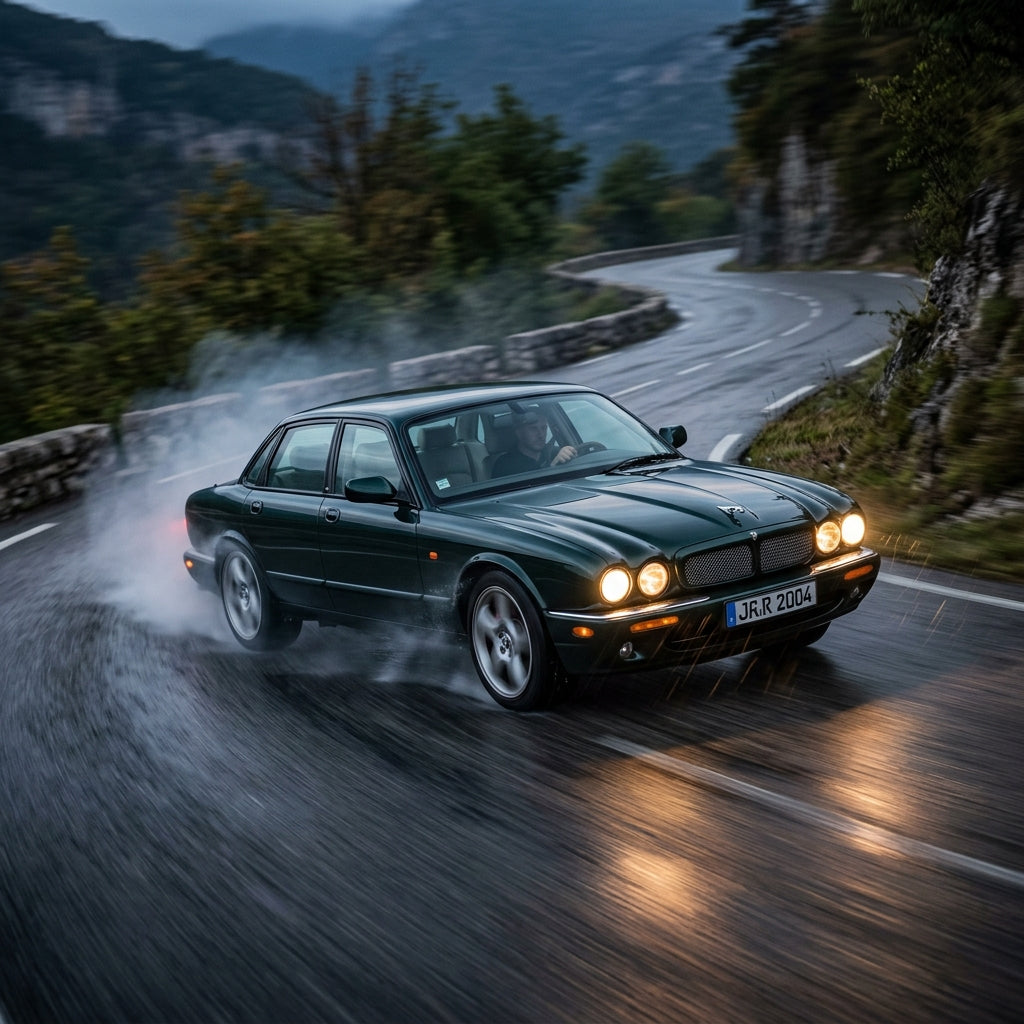 Action Shot: Jaguar XJR Driving Fast
