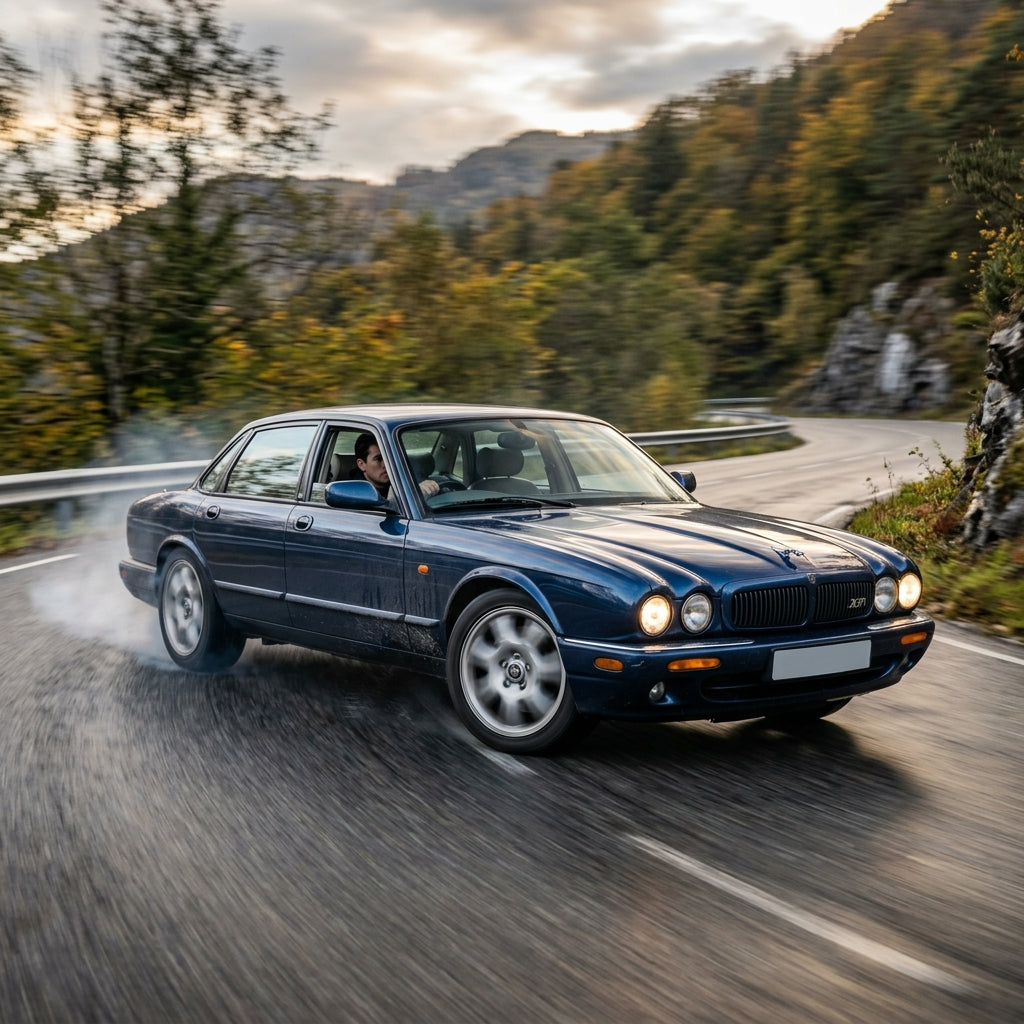 Action Shot: Jaguar XJR Driving Fast