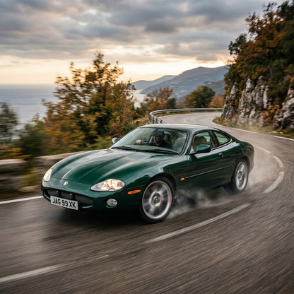 Action Shot: Jaguar XK8 Driving Fast