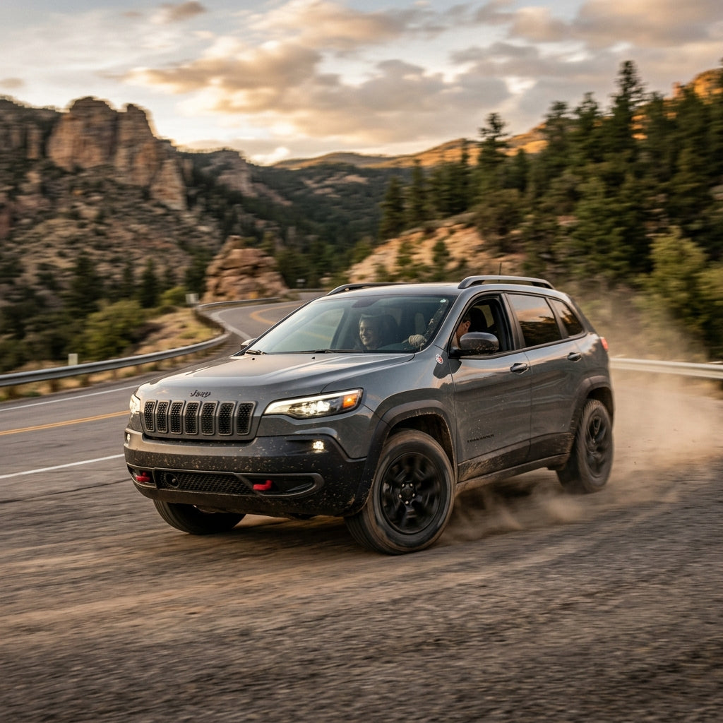 Action Shot: Jeep Cherokee Driving Fast