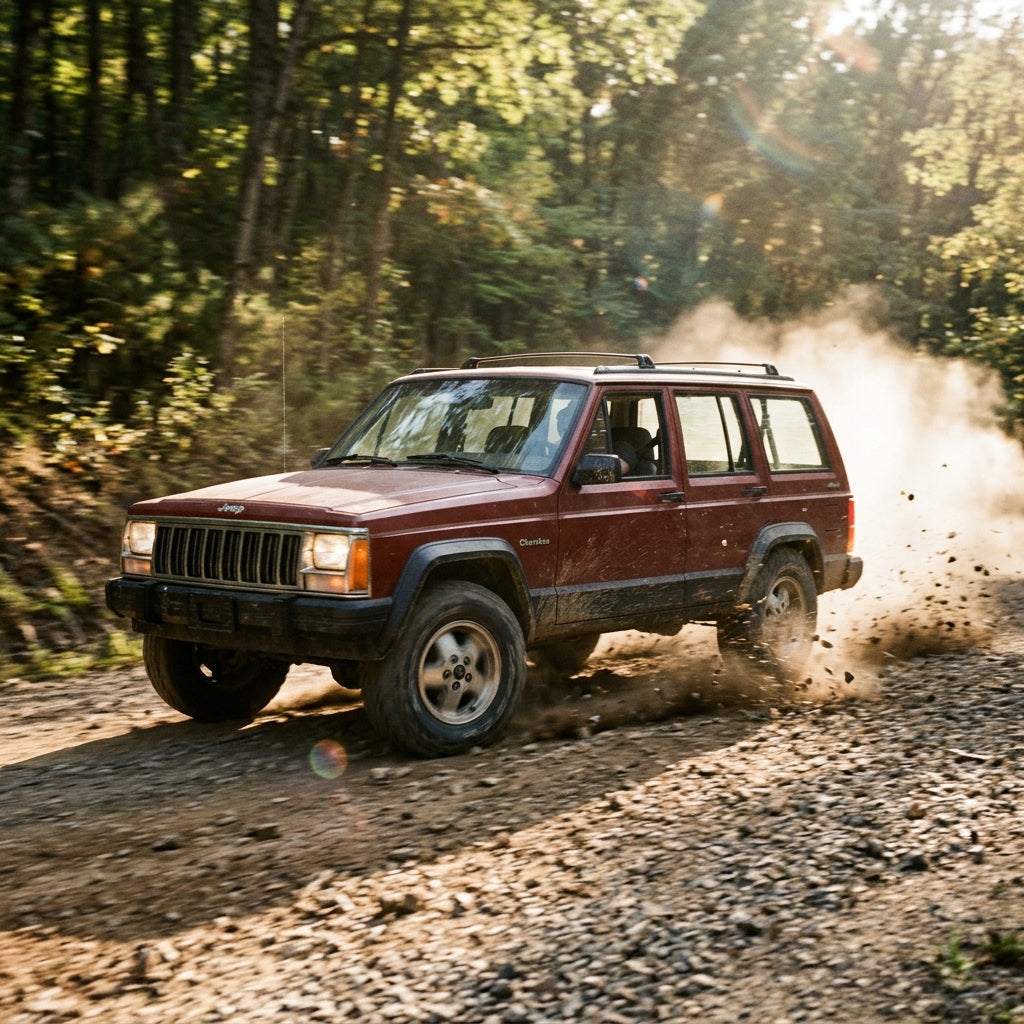 Action Shot: Jeep Cherokee,Comanche,Wagoneer Driving Fast