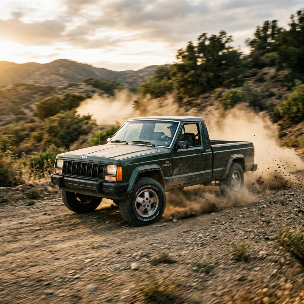 Action Shot: Jeep Comanche Driving Fast