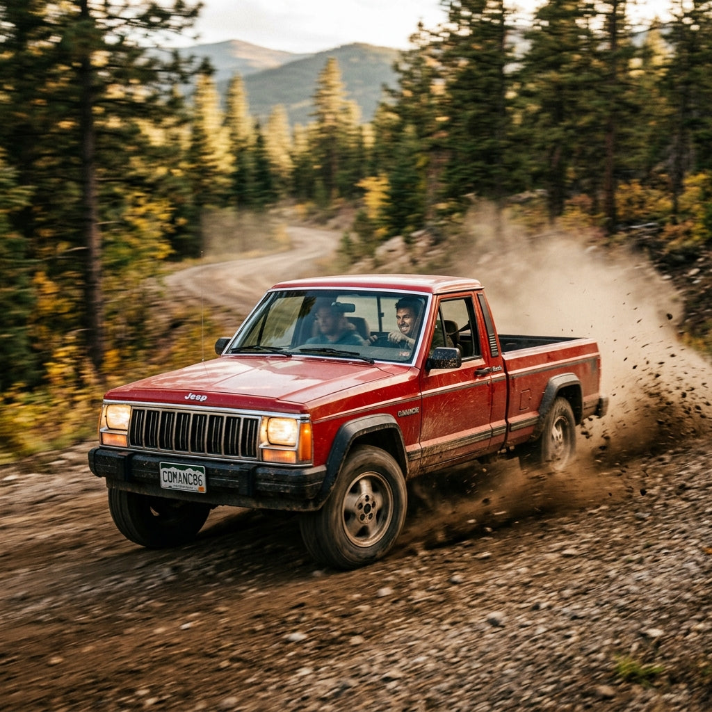 Action Shot: Jeep Comanche Driving Fast