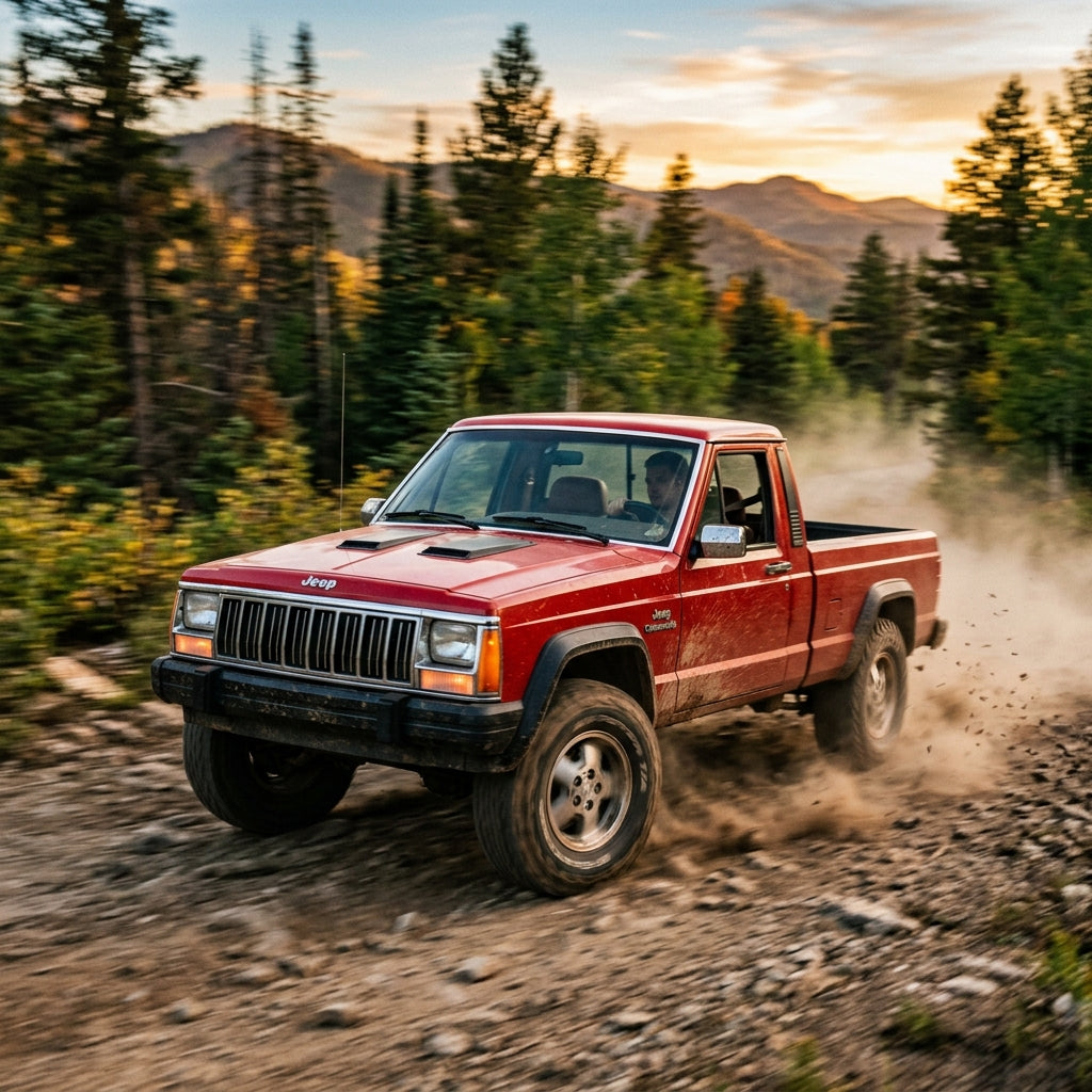 Action Shot: Jeep Comanche Driving Fast