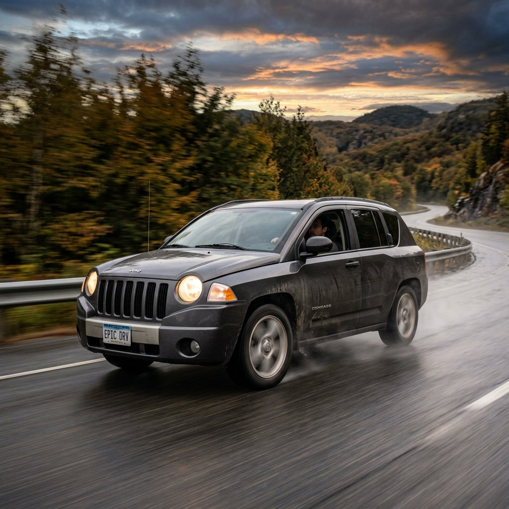 Action Shot: Jeep Compass Driving Fast