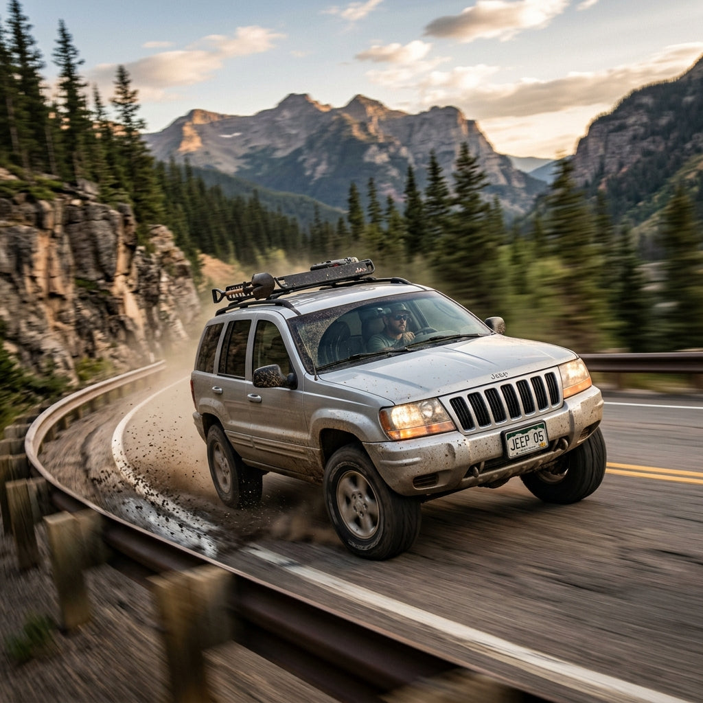 Action Shot: Jeep Grand Cherokee Driving Fast