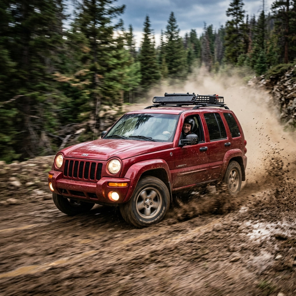 Action Shot: Jeep Liberty Driving Fast