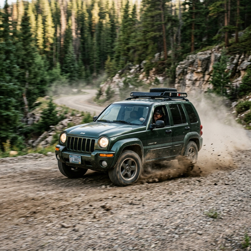 Action Shot: Jeep Liberty Driving Fast