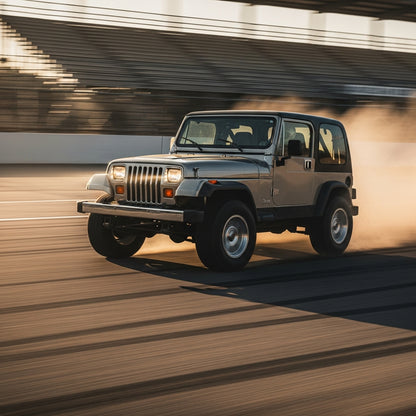 Action Shot: Jeep Wrangler Driving Fast