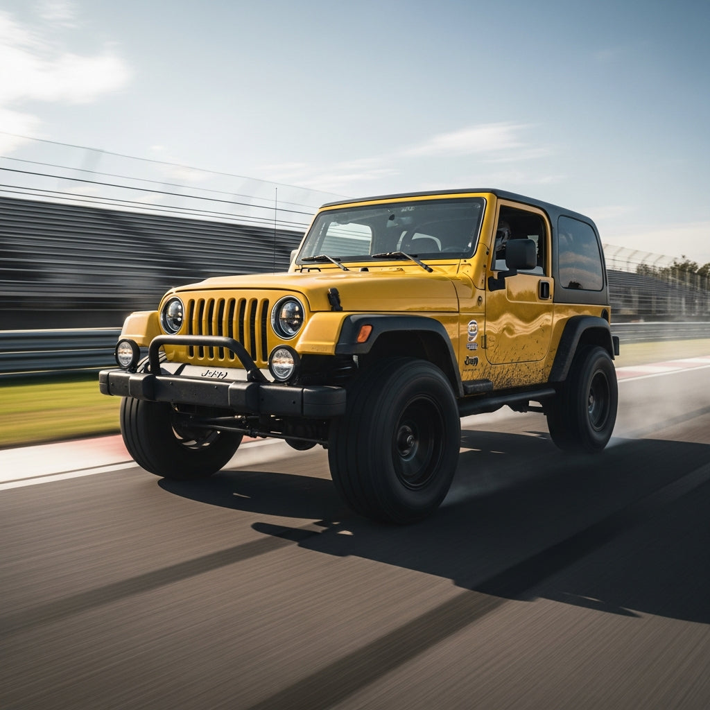 Action Shot: Jeep Wrangler Driving Fast