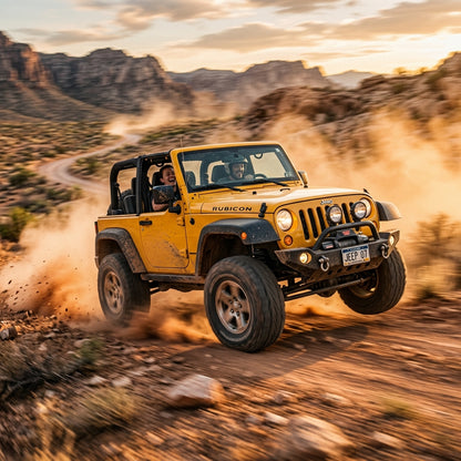Action Shot: Jeep Wrangler Driving Fast