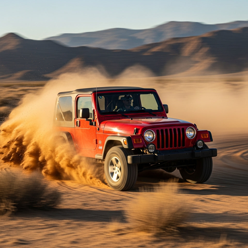 Action Shot: Jeep Wrangler Driving Fast