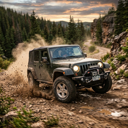 Action Shot: Jeep Wrangler Driving Fast