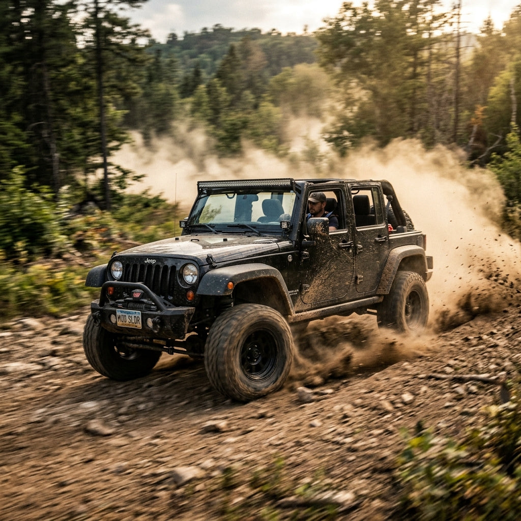 Action Shot: Jeep Wrangler Driving Fast