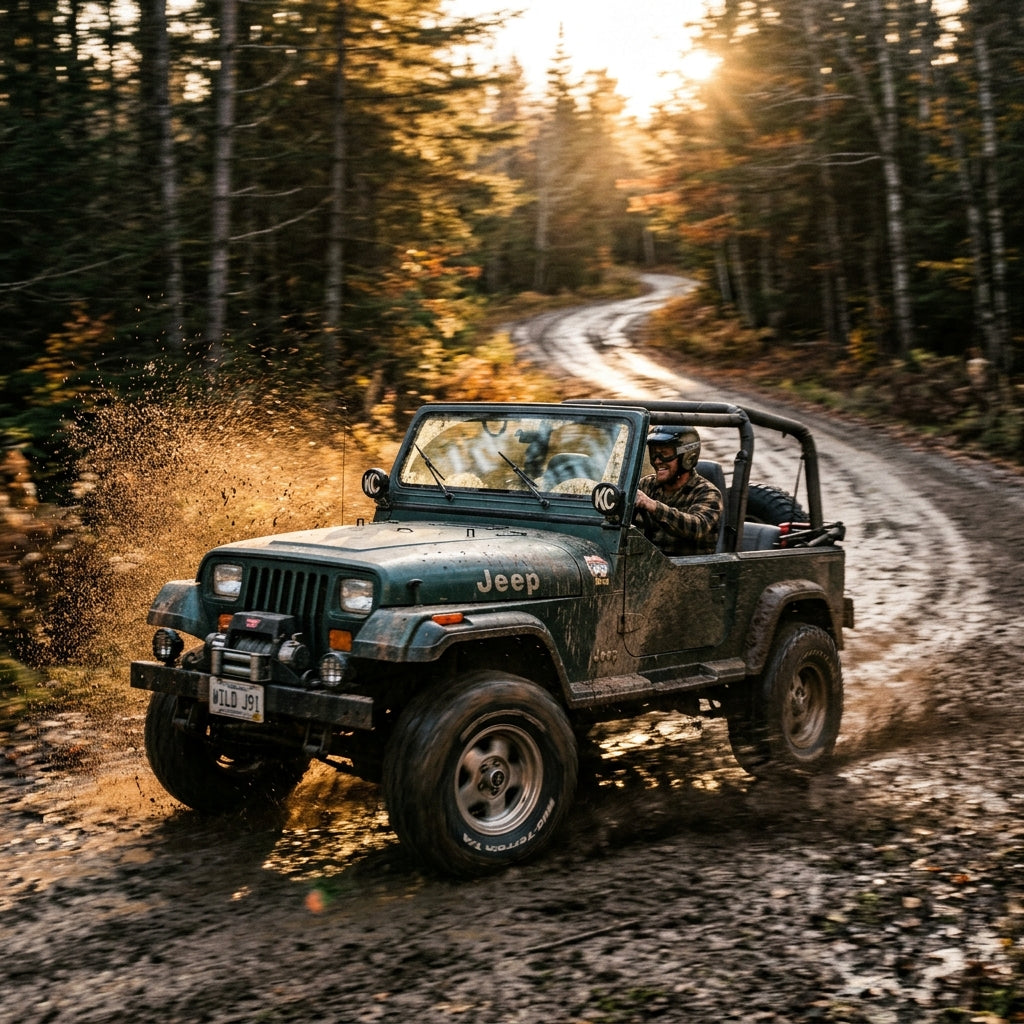 Action Shot: Jeep Wrangler Driving Fast