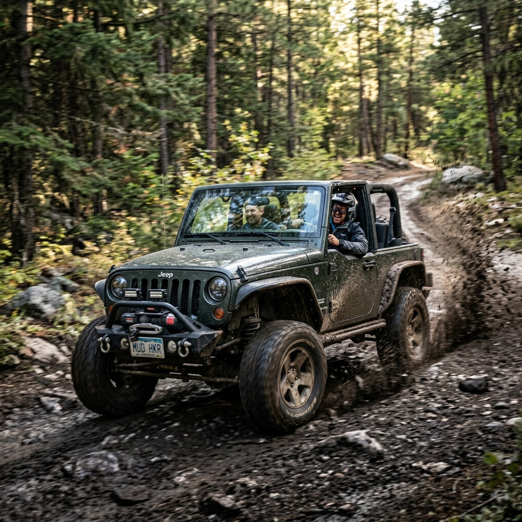 Action Shot: Jeep Wrangler Driving Fast