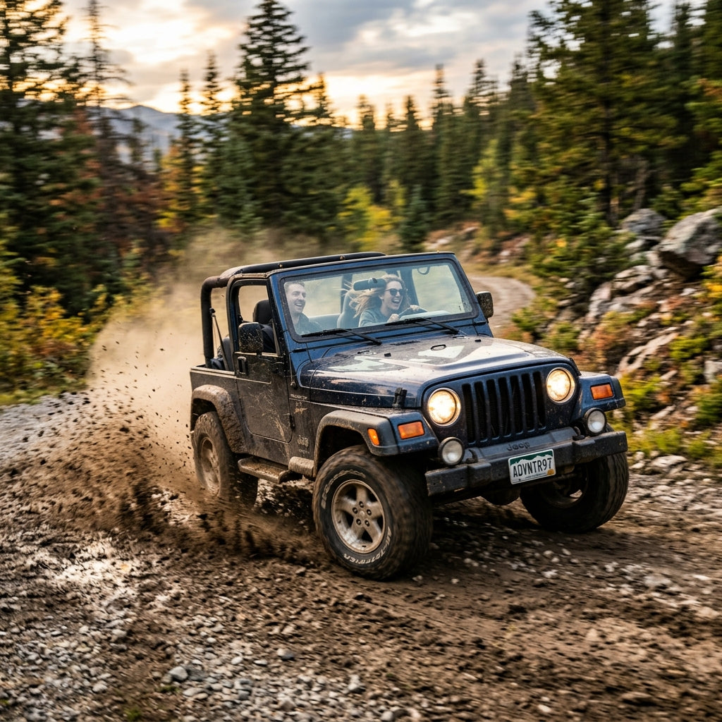 Action Shot: Jeep Wrangler Driving Fast