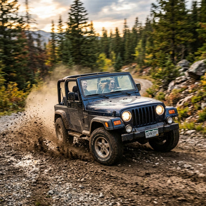 Action Shot: Jeep Wrangler Driving Fast