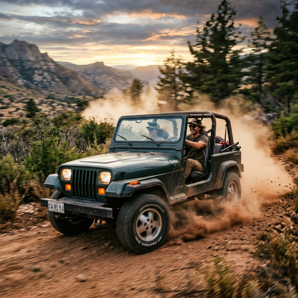 Action Shot: Jeep Wrangler Driving Fast