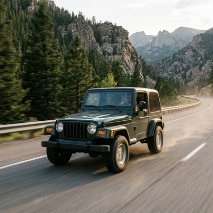 Action Shot: Jeep Wrangler Driving Fast