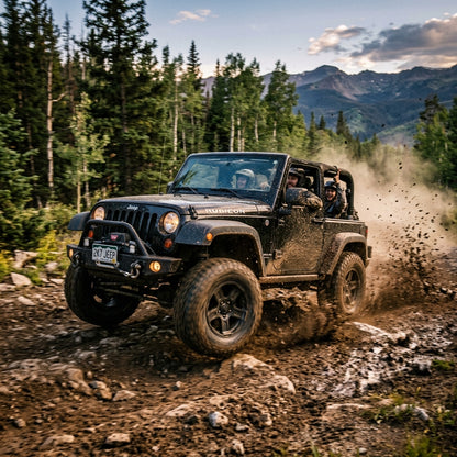 Action Shot: Jeep Wrangler Driving Fast