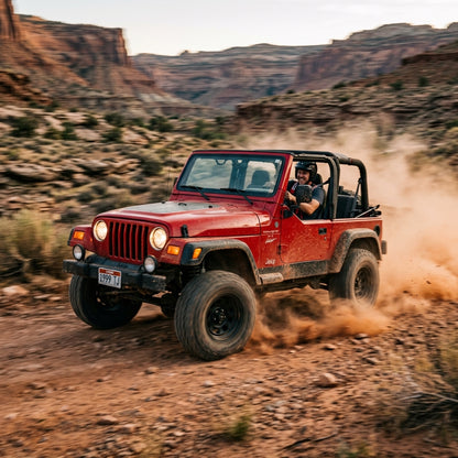 Action Shot: Jeep Wrangler Driving Fast