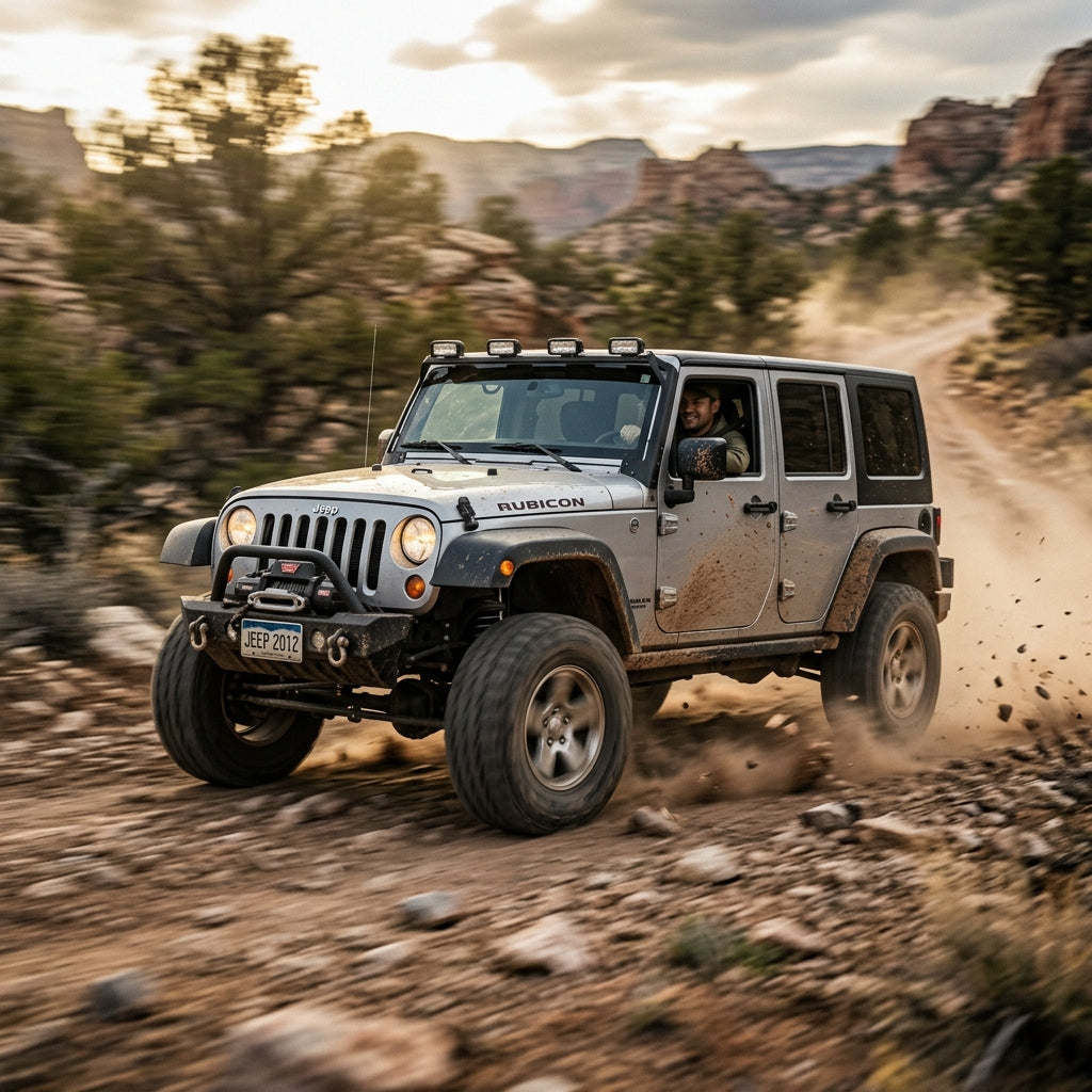 Action Shot: Jeep Wrangler Driving Fast