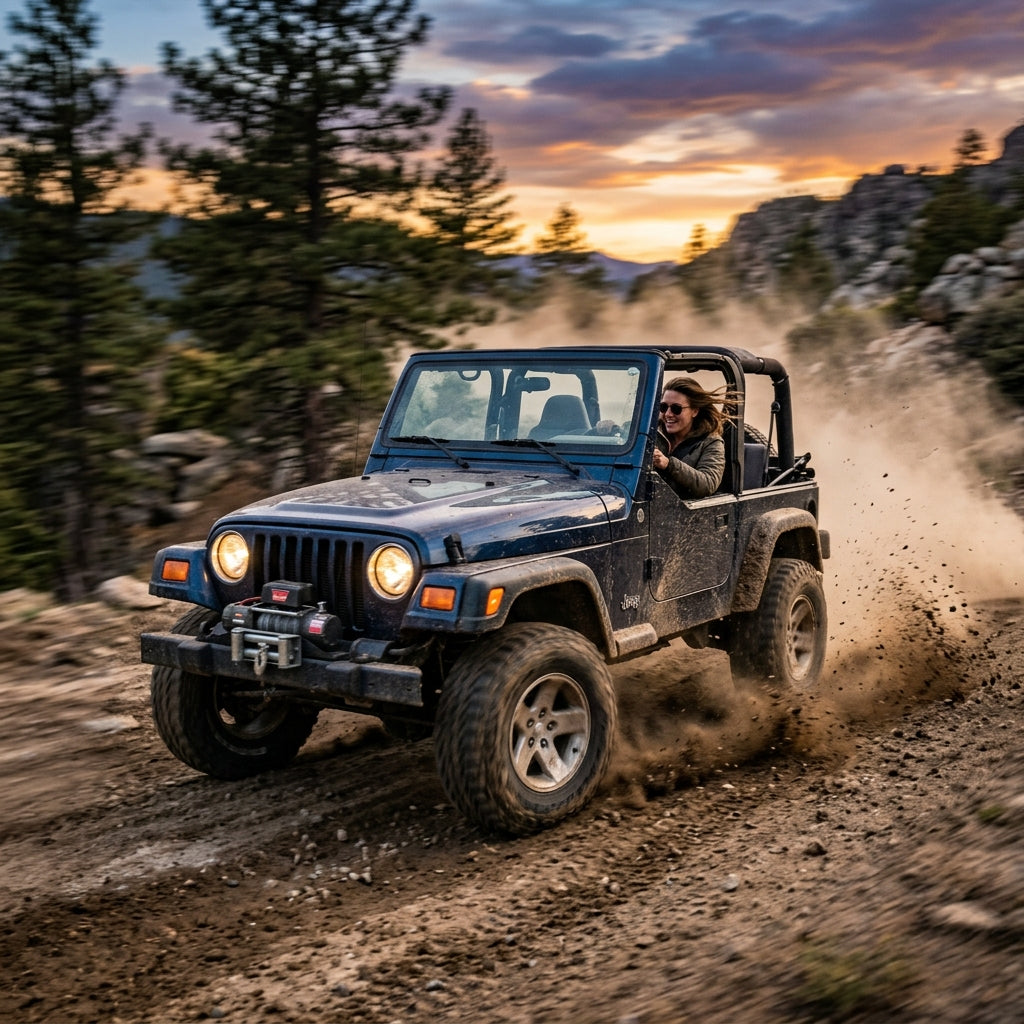 Action Shot: Jeep Wrangler Driving Fast