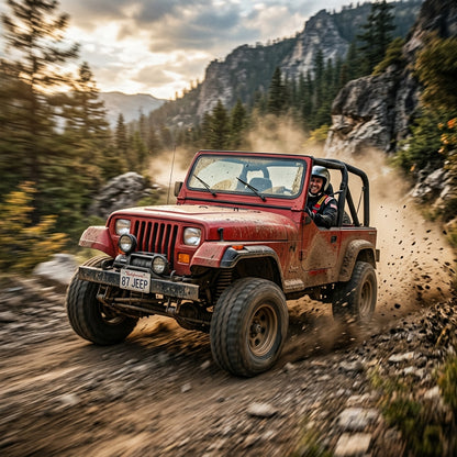 Action Shot: Jeep Wrangler Driving Fast