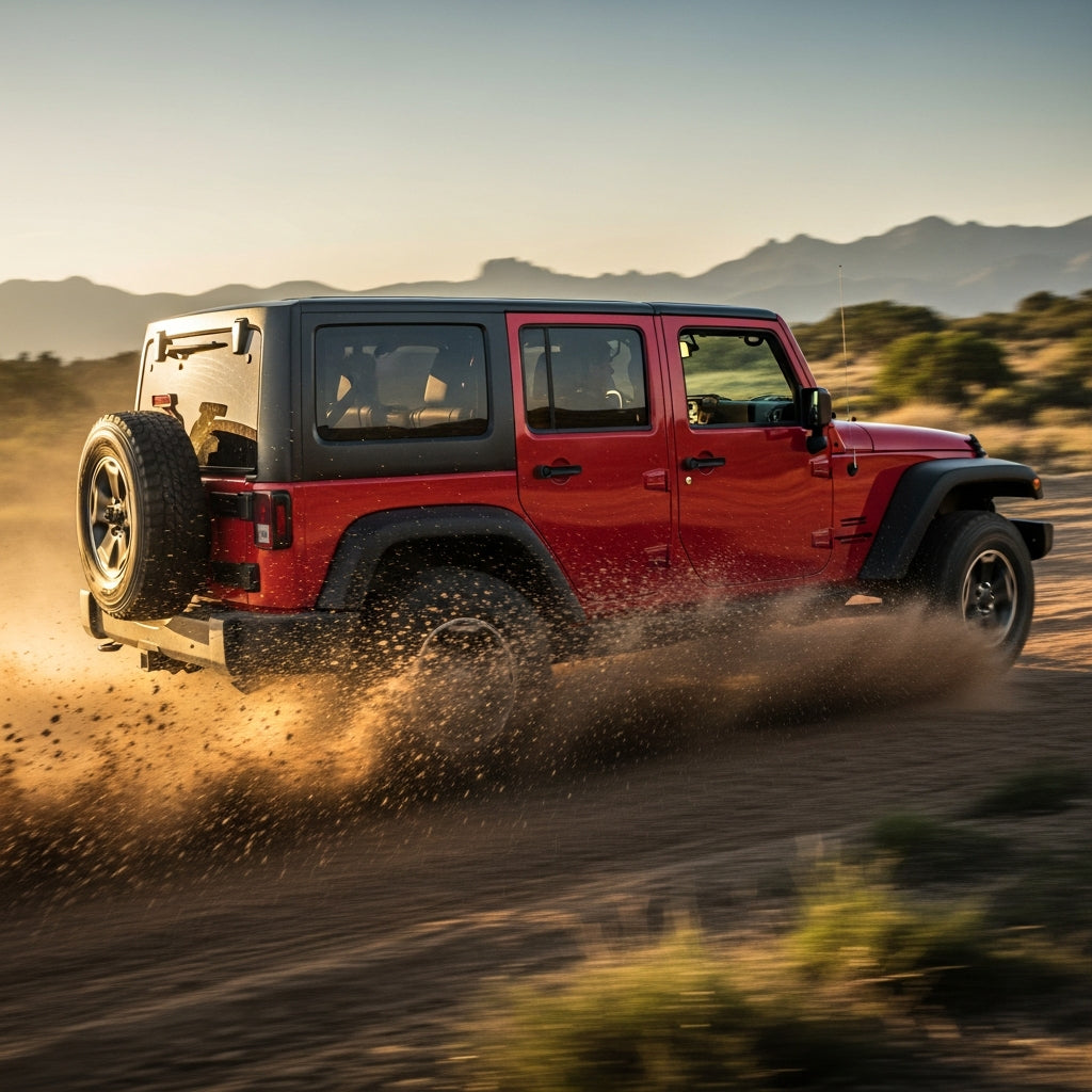 Action Shot: Jeep Wrangler Driving Fast